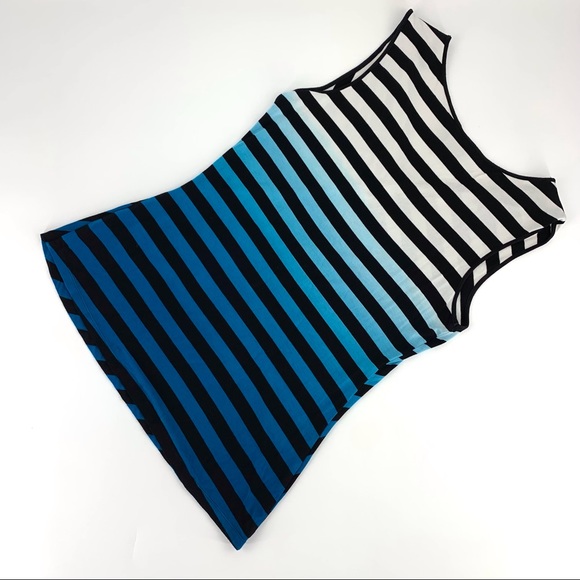 Point Zero Nicole Benisti Striped Ombre Sleeveless Top with Ruching, Large - Picture 12 of 16